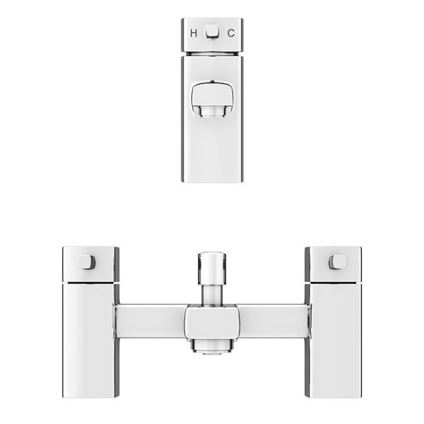 Neo Minimalist Basin and Bath Shower Mixer Taps   Chrome - Image 6