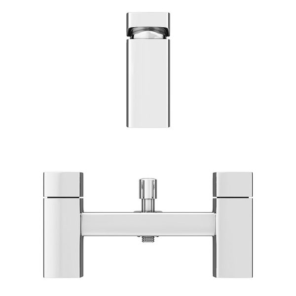Neo Minimalist Basin and Bath Shower Mixer Taps   Chrome - Image 2