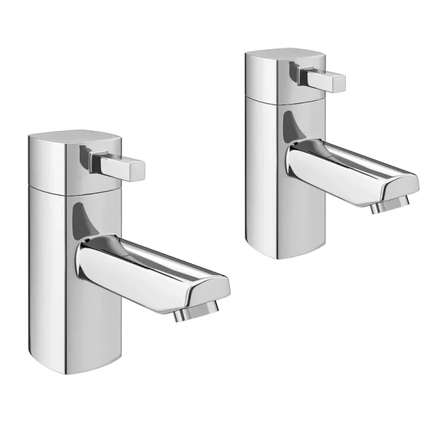 Neo Minimalist Basin Pillar Taps   Chrome