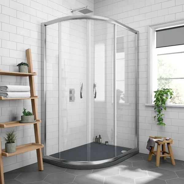 Newark LH 1200 x 800mm Offset Quadrant Enclosure + Slate Effect Tray