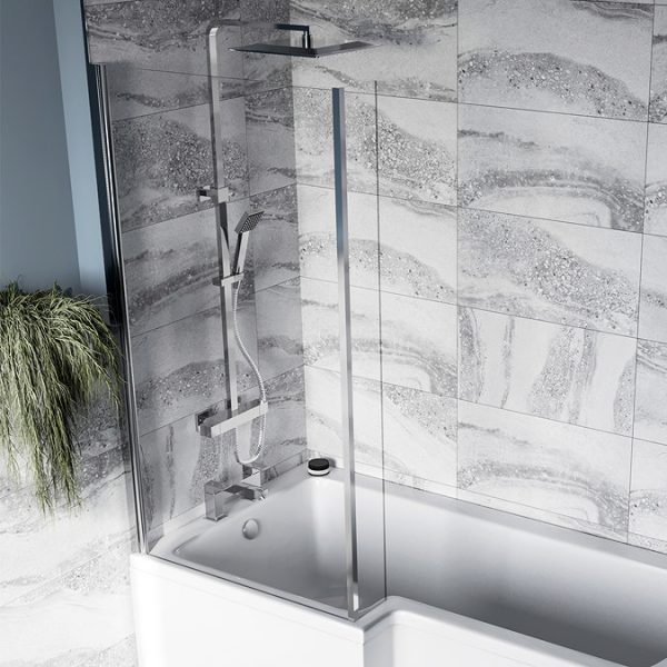 Milan Shower Bath   1700mm L Shaped with Screen + Panel - Image 4