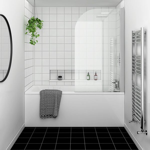 Nuie Curved Top Straight Hinged Linton Shower Bath - Image 4