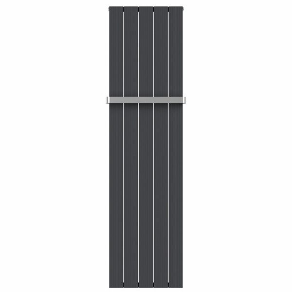 Nova Anthracite Vertical Single Panel Aluminium Radiator 1800 x 470mm (5 Section) with Rail - Image 3