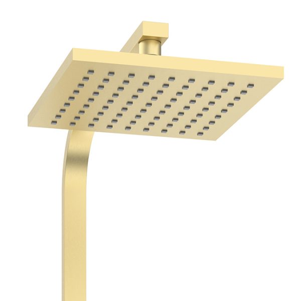 Nova Square Thermostatic Shower Kit with Spout Brushed Brass - Image 3