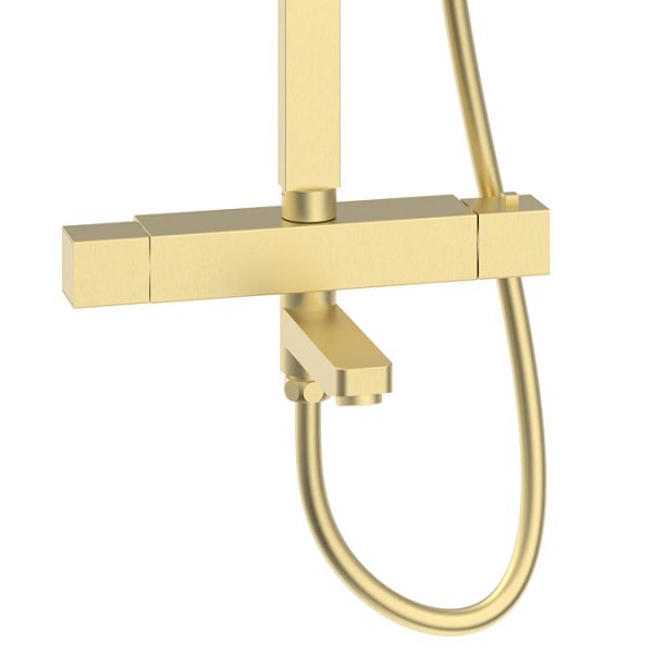 Nova Square Thermostatic Shower Kit with Spout Brushed Brass - Image 5