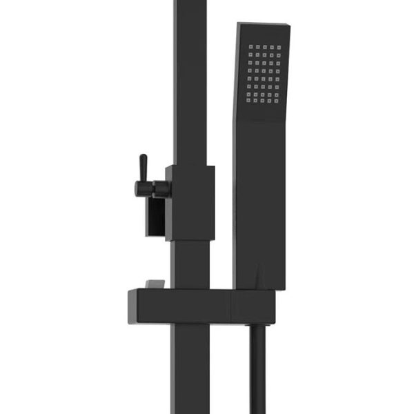Nova Square Thermostatic Shower Kit with Spout Matt Black - Image 4