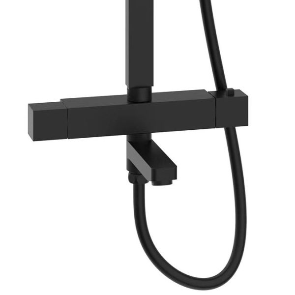 Nova Square Thermostatic Shower Kit with Spout Matt Black - Image 5
