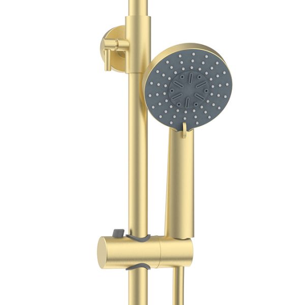 Nova Round Thermostatic Shower Kit with Spout Brushed Brass - Image 4