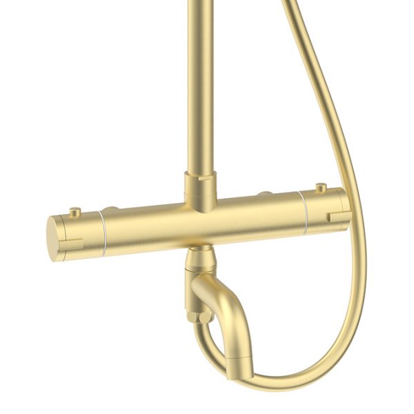 Nova Round Thermostatic Shower Kit with Spout Brushed Brass - Image 5