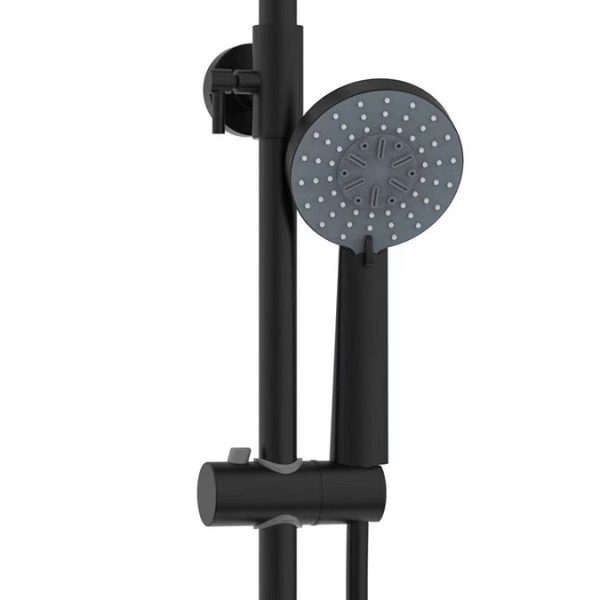 Nova Round Thermostatic Shower Kit with Spout Matt Black - Image 4