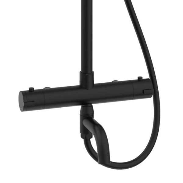 Nova Round Thermostatic Shower Kit with Spout Matt Black - Image 2