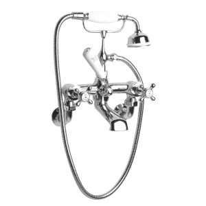Old London   Chrome Edwardian Wall Mounted Bath Shower Mixer