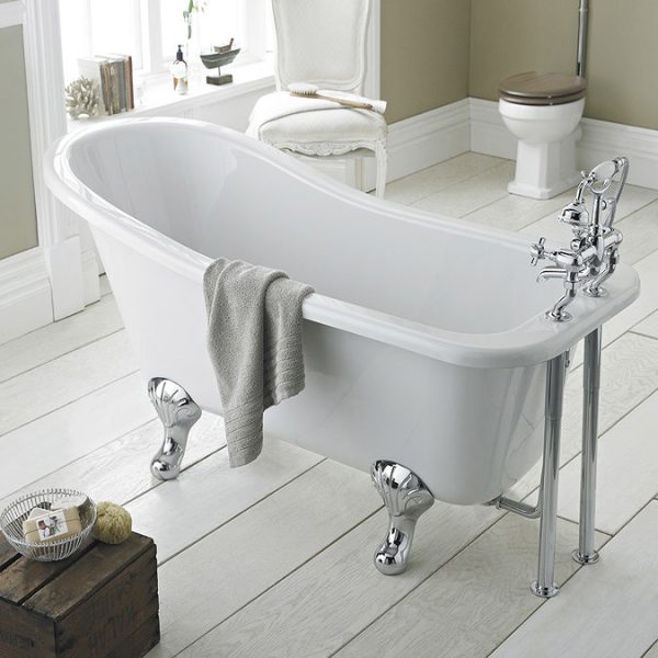 Old London   Brockley 1690 x 730 Slipper Freestanding Bath with Chrome Leg Set - Image 4