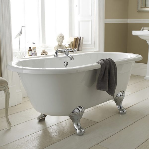 Old London   Kingsbury 1490 x 745 Double Ended Freestanding Bath with Chrome Leg Set - Image 4