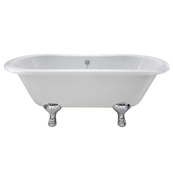Old London   Kingsbury 1490 x 745 Double Ended Freestanding Bath with Chrome Leg Set