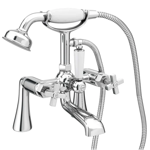 Olympia Art Deco Bath Shower Mixer Tap + Shower Kit