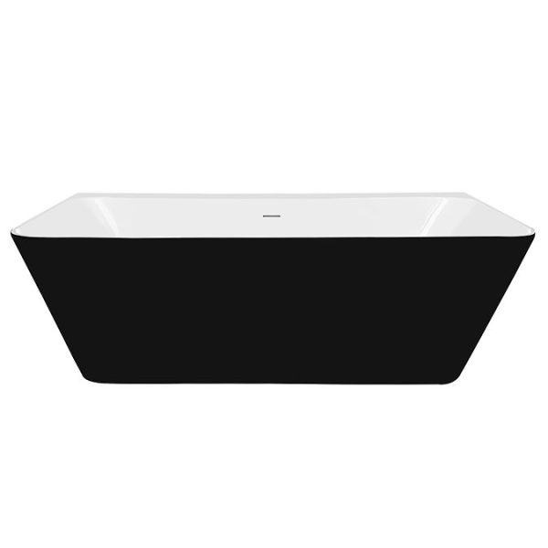 Orion Matt Black Back To Wall Modern Square Bath (1700 x 740mm) - Image 4
