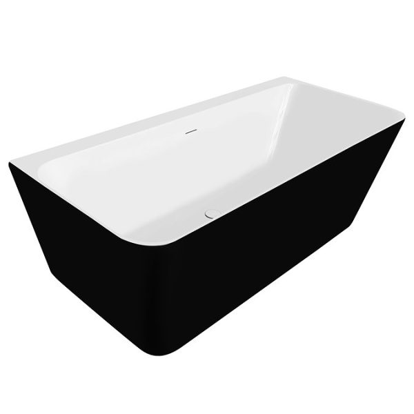 Orion Matt Black Back To Wall Modern Square Bath (1700 x 740mm) - Image 5