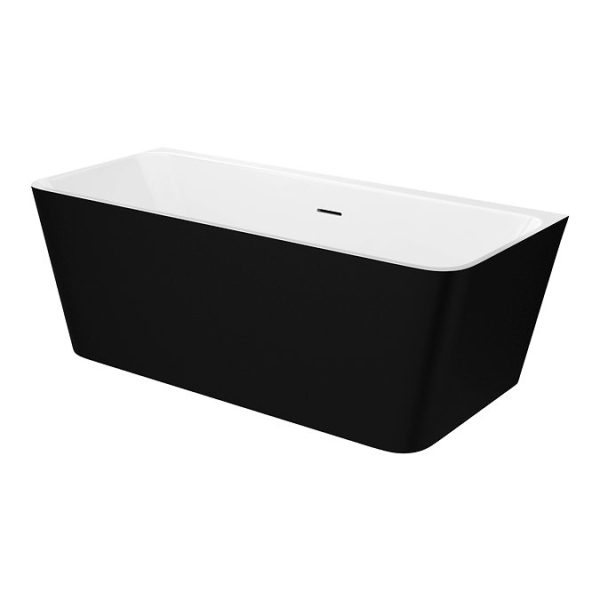 Orion Matt Black Back To Wall Modern Square Bath (1700 x 740mm) - Image 2