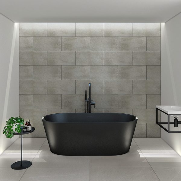 Brooklyn Matt Black 1700 x 800mm Double Ended Freestanding Bath with Brushed Brass Waste - Image 5