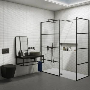 Osaka Matt Black 1400 x 800mm Wet Room (incl. Screen, Side Panel + Tray)