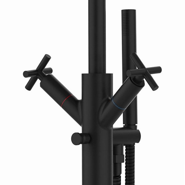 Osaka Matt Black Freestanding Bath Shower Mixer Tap - Image 3