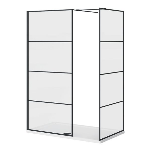 Osaka Matt Black 1400 x 800mm Wet Room (incl. Screen, Side Panel + Tray) - Image 4