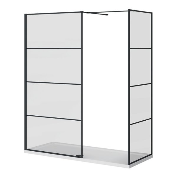 Osaka Matt Black 1700 x 700mm Wet Room (incl. Screen, Side Panel + Tray) - Image 2