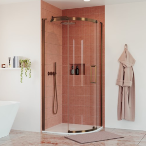 Crosswater Optix 10 900 x 900mm Frameless Quadrant Sliding Door Shower Enclosure   Brushed Bronze