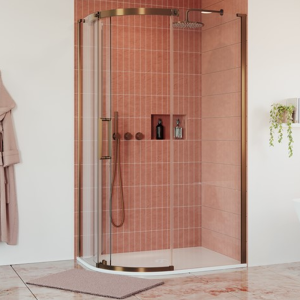 Crosswater Optix 10 1000 x 800mm Frameless Offset Quadrant Sliding Door Shower Enclosure   Brushed Bronze