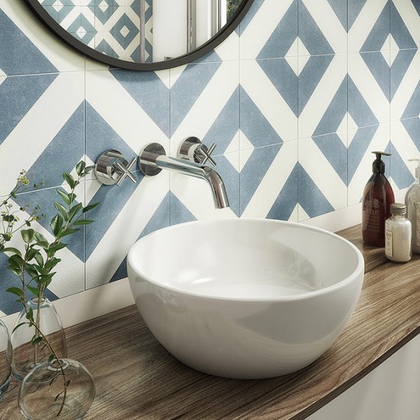 Pablo Crosshead Chrome Wall Mounted (3TH) Basin Mixer Tap - Image 3