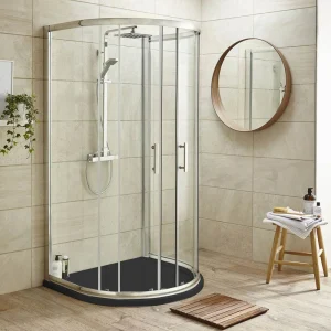 Pacific D Shape Shower Enclosure + Slate Grey Shower Tray