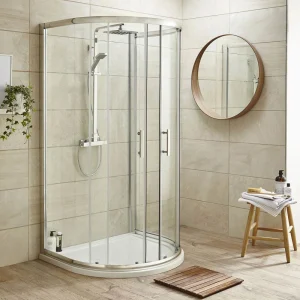 Pacific D Shape Shower Enclosure inc. Shower Tray + Waste