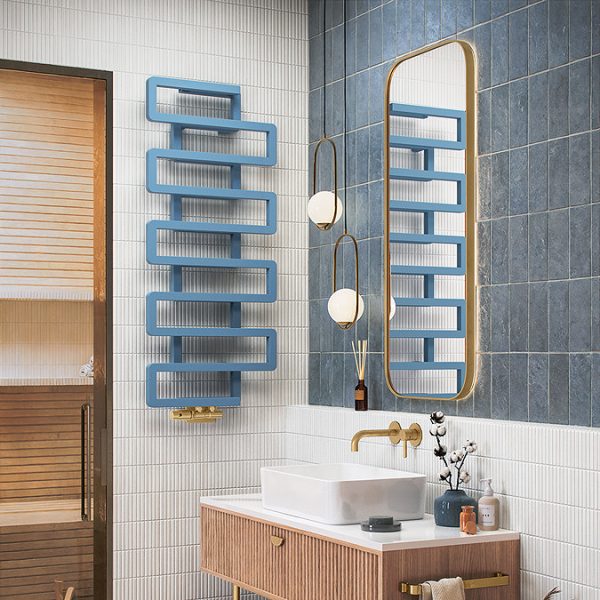 Terma Bookie Pastel Blue Heated Towel Rail 1155 x 500mm - Image 2