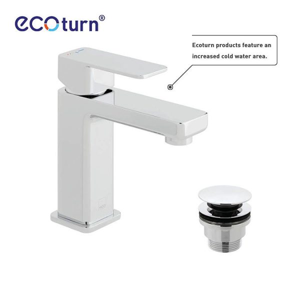 Vado Phase Smooth Bodied Mono Basin Mixer with Ecoturn Technology + Universal Basin Waste - Image 3