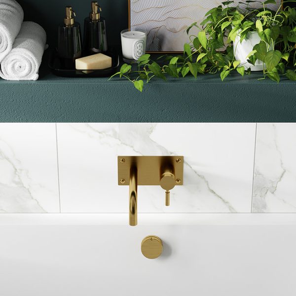 Hudson Reed Tec Single Lever Wall Mounted Bath/Basin Filler   Brushed Brass - Image 2