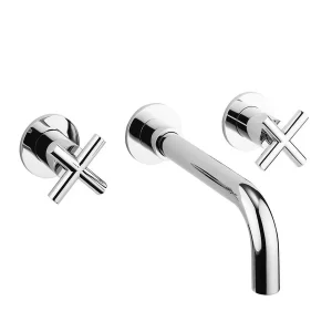 Crosswater MPRO Crosshead Chrome Wall Mounted 3 Hole Set Basin Mixer