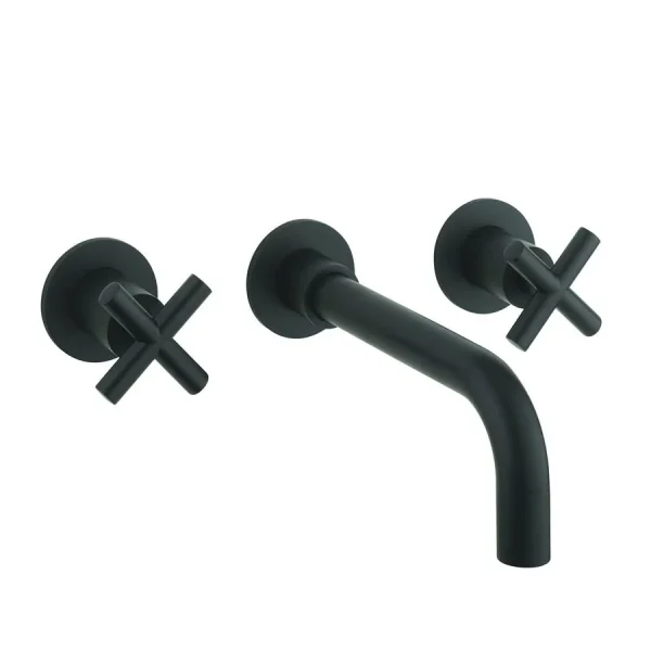 Crosswater MPRO Crosshead Matt Black Wall Mounted 3 Hole Set Basin Mixer