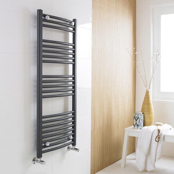 Nuie   Curved Ladder Towel Rail 500 x 1150mm   Anthracite - Image 3