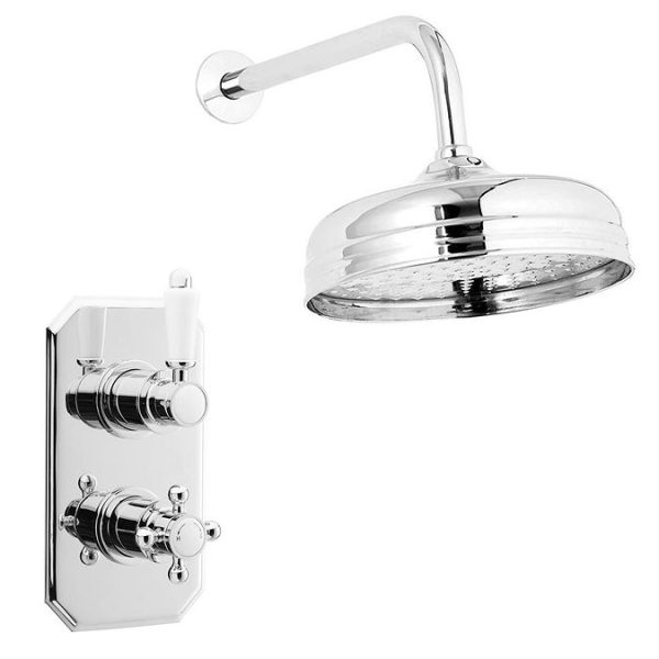 Nuie Edwardian Twin Concealed Thermostatic Shower Valve with 8" Apron Fixed Head - Image 2