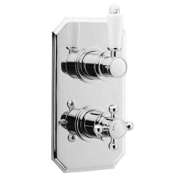 Nuie Edwardian Twin Concealed Thermostatic Shower Valve & Slider Rail Kit - Image 2