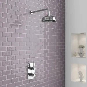 Nuie Edwardian Twin Concealed Thermostatic Shower Valve with 8" Apron Fixed Head