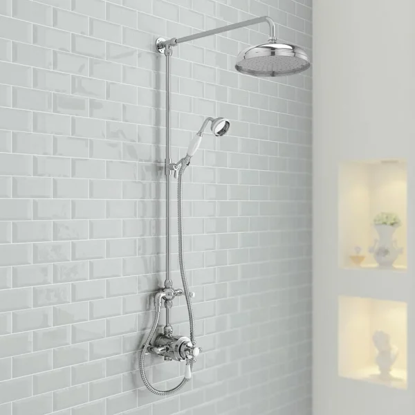 Nuie Victorian Exposed Valve incl. Riser Kit, Diverter, 12 Inch Shower Rose + Handset