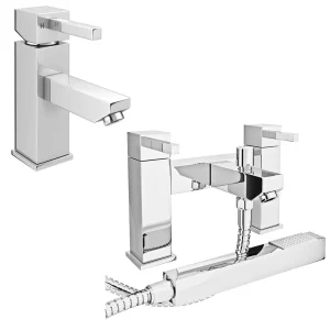 Prime Modern Basin and Bath Shower Mixer Taps Pack   Chrome