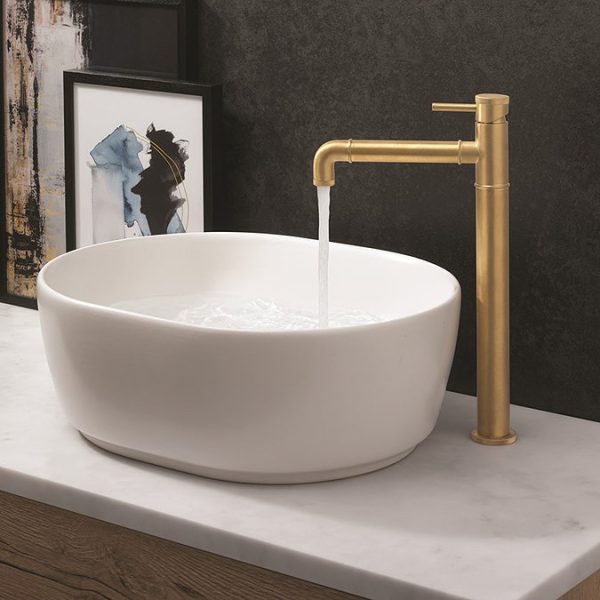 Crosswater MPRO Industrial Tall Monobloc Basin Mixer   Unlacquered Brushed Brass - Image 2