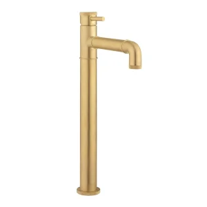 Crosswater MPRO Industrial Tall Monobloc Basin Mixer   Unlacquered Brushed Brass