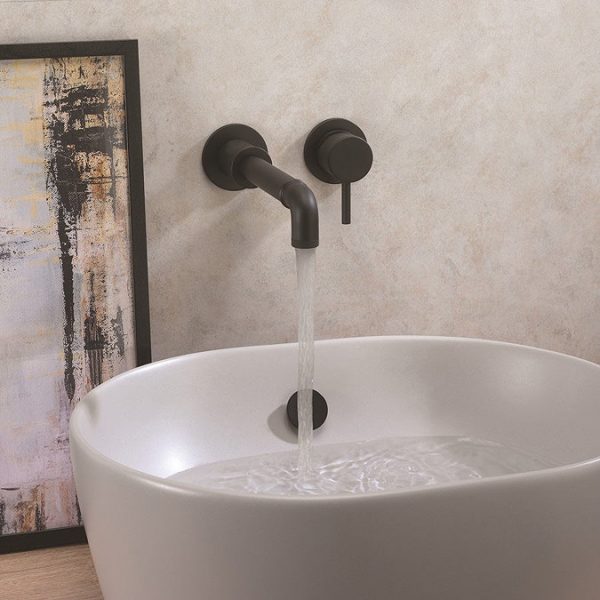 Crosswater MPRO Industrial Wall Mounted 2 Hole Set Basin Mixer   Carbon Black - Image 2
