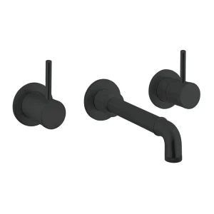 Crosswater MPRO Industrial Wall Mounted 3 Hole Set Basin Mixer   Carbon Black