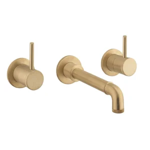 Crosswater MPRO Industrial Wall Mounted 3 Hole Set Basin Mixer   Unlacquered Brushed Brass