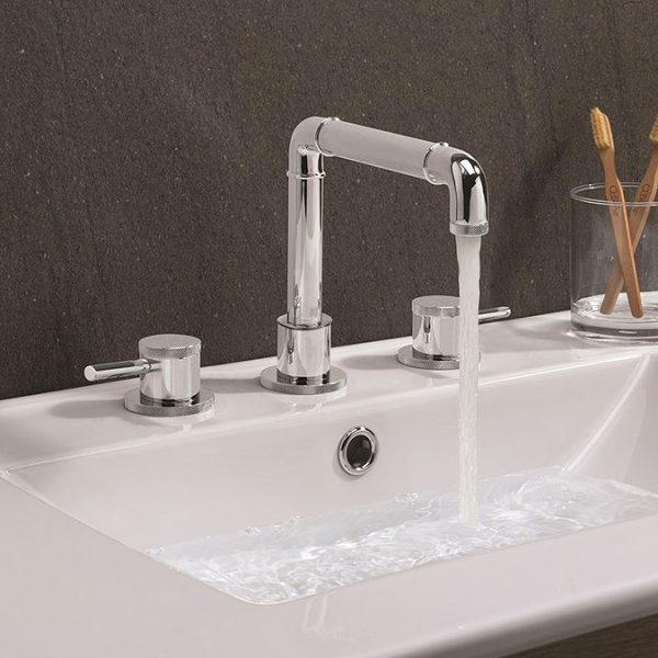 Crosswater MPRO Industrial Deck Mounted 3 Hole Set Basin Mixer   Chrome - Image 2